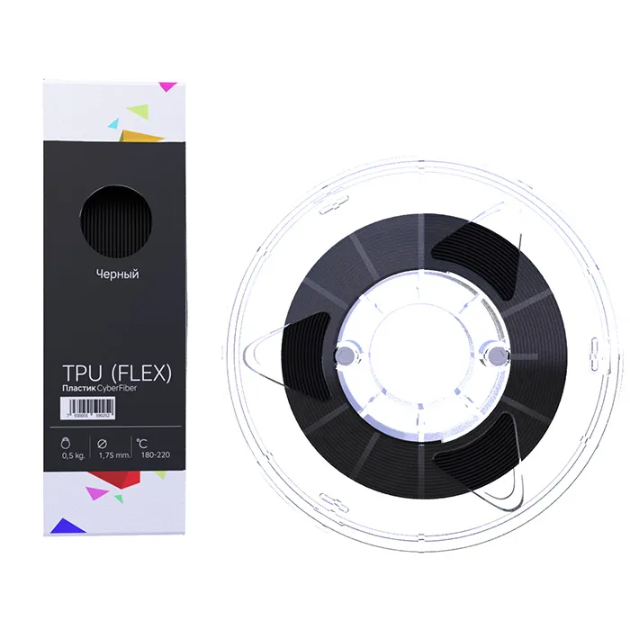 TPU Flex пластик CyberFiber 1,75, Черный, 500 гр.