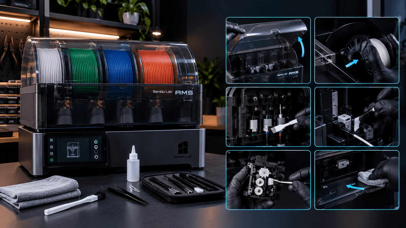 Как почистить и обслужить AMS Bambu Lab: пошаговая инструкция