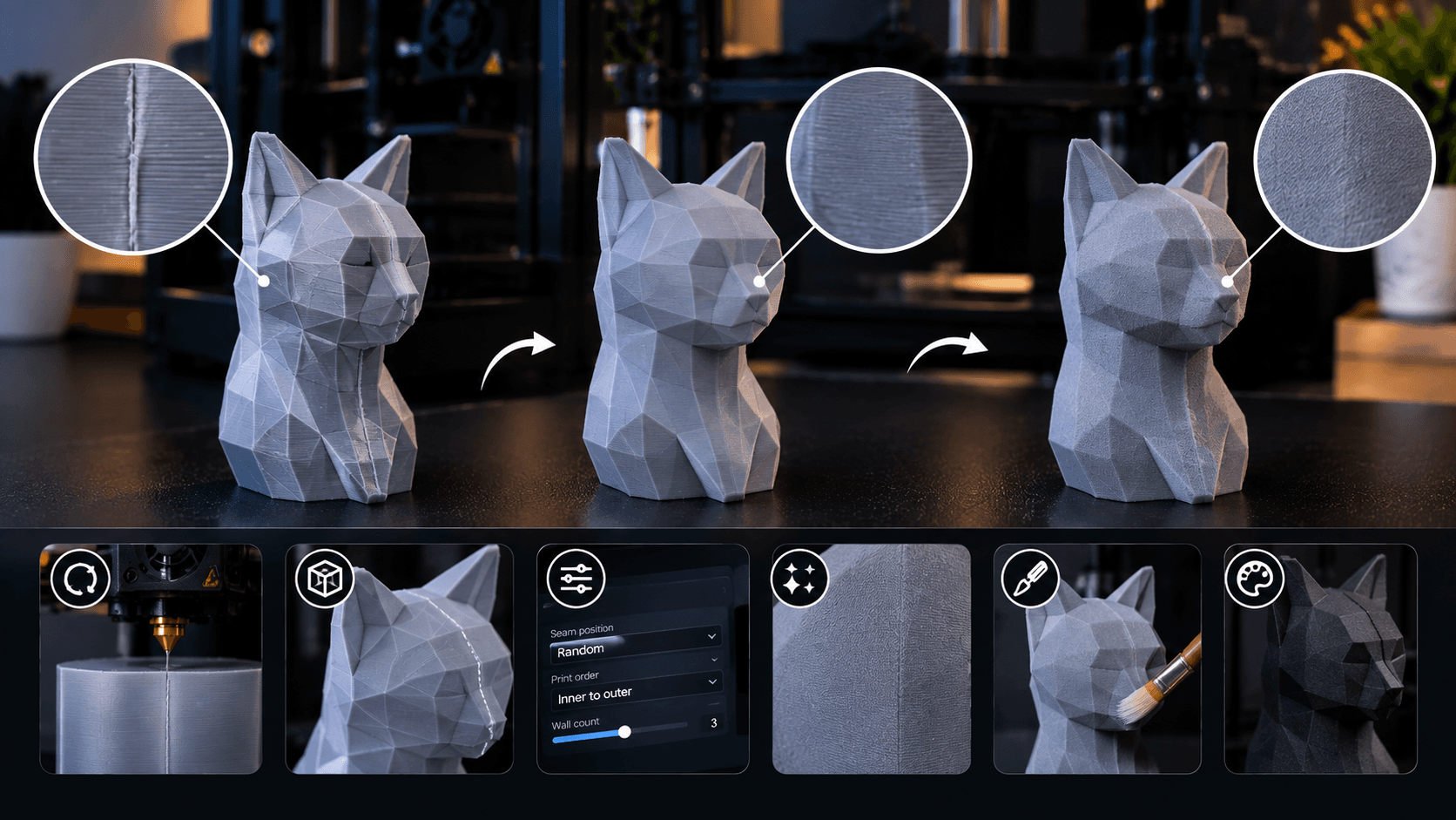 Вертикальный шов на 3D печати: как скрыть